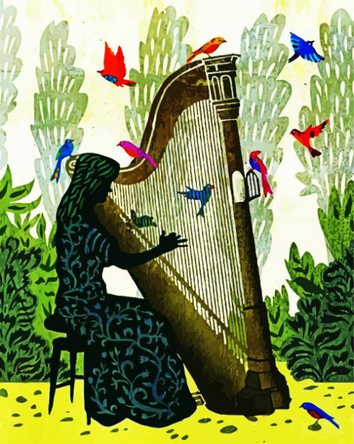 Harp Player Art paint by numbers