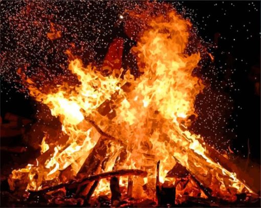Huge Bonfire Sparks paint by number