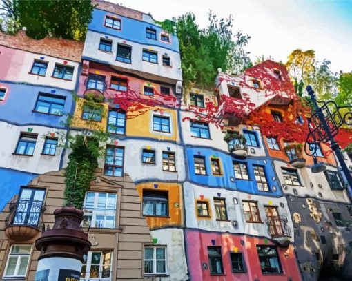 Hundertwasser House Wien paint by number