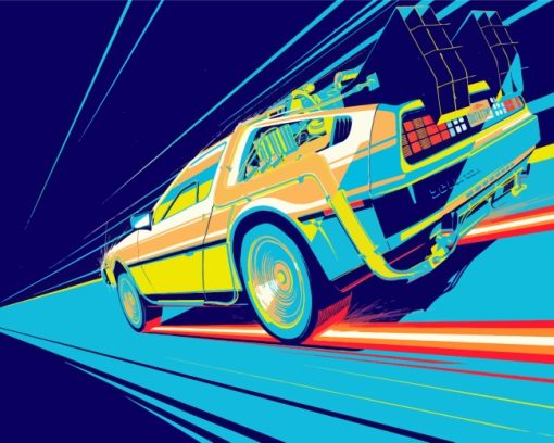 Illustration Delorean Car paint by number