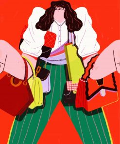 Illustration girls With Handbags paint by number
