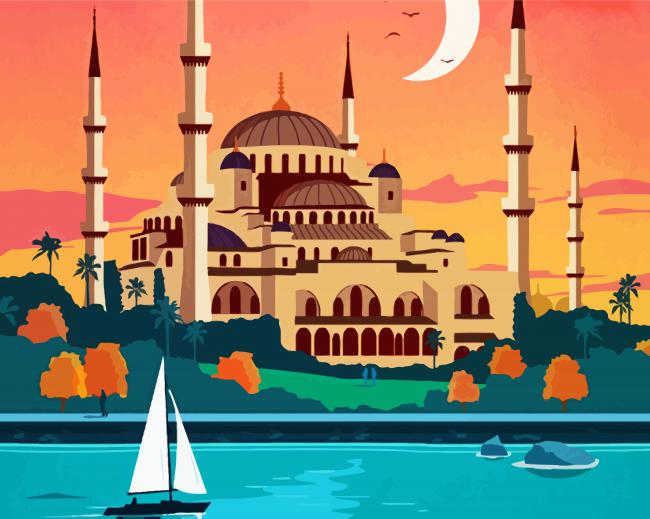 Illustration Hagia Sophia Mosque paint by number