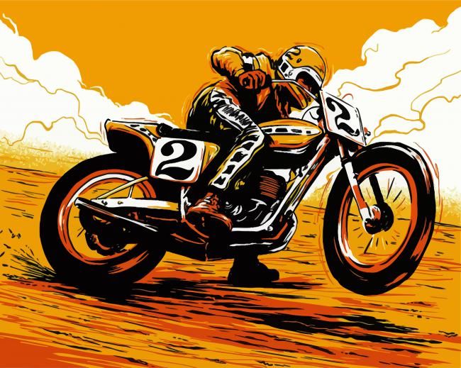 Illustration Motorcycle Race paint by number