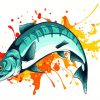 Illustration Salmon Fish paint by number