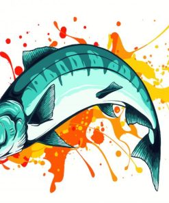 Illustration Salmon Fish paint by number