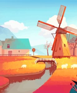 Illustration Windmill Paint by numbers