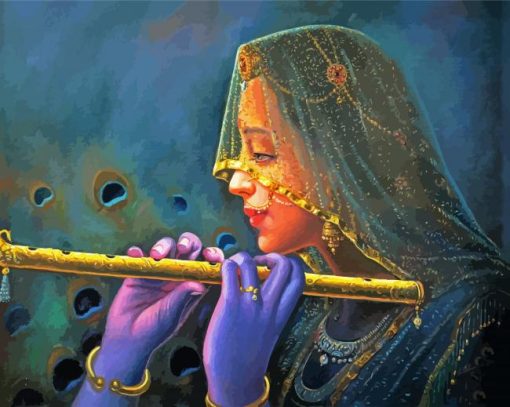 Indian Flute Player paint by numbers