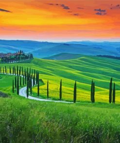 Italy Tuscany Cypress Trees paint by numbers