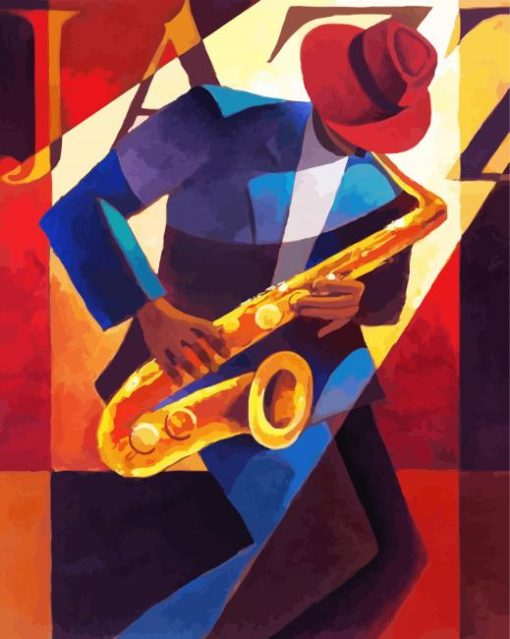 Jazz Saxophone Player paint by number