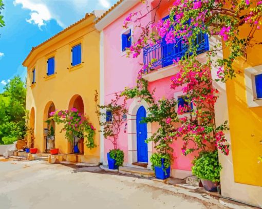 Kefalonia Bougainvillea Blossoms paint by number