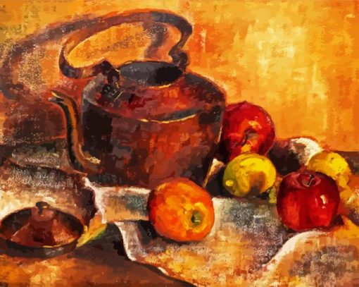 Kettle And Apples Still Life paint by number