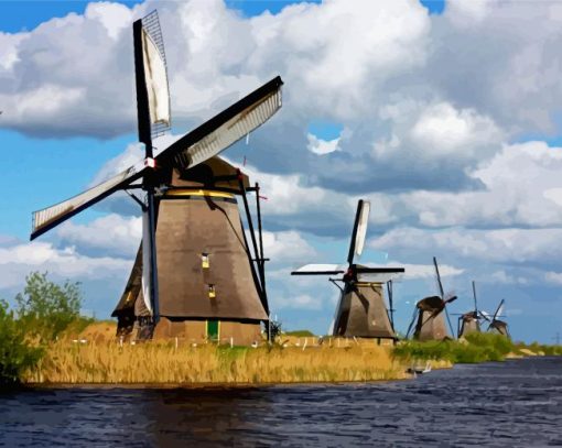 Kinderdijk Windmills paint by numbers