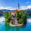 Europe Lake Bled Slovenia paint by number