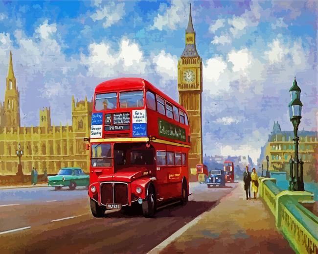 London Red Bus paint by numbers