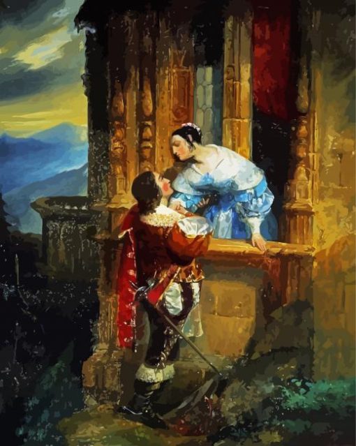 Lovers On Balcony paint by number