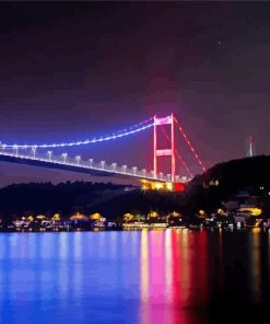 Luminous Bosphorus Bridge In Turkey paint by number