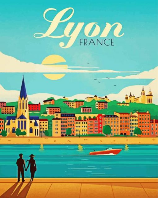 Lyon France Poster paint by number