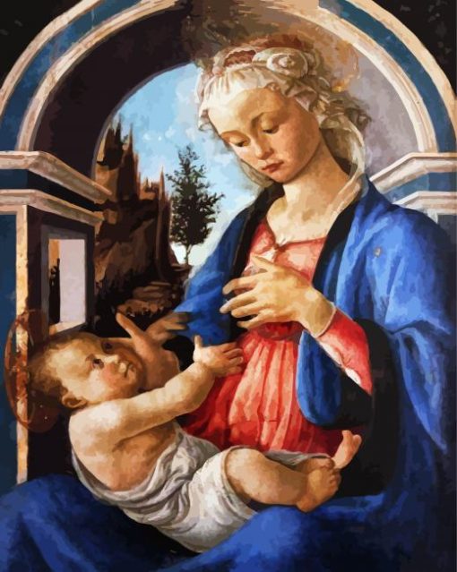 Madonna And Child By Botticelli paint by number