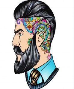 Man With Long Beard And Colorful Tattoos paint by number