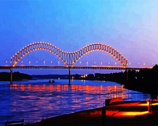Memphis Bridge At Night paint by number