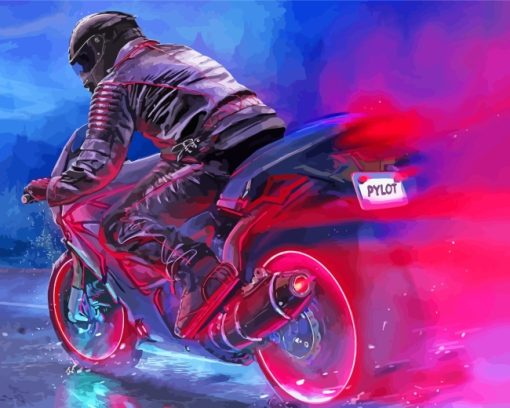 Motorbike Driver Art paint by numbers