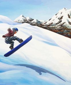 Mountains Snowboarder paint by numbers