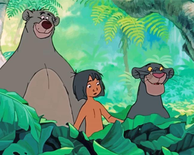 Mowgli And Bagheera And Baloo paint by number