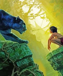 Mowgli And Bagheera Movie paint by number