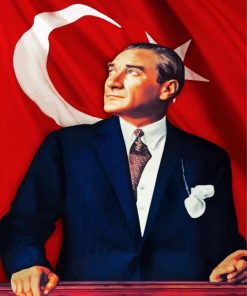 Mustafa Kemal Ataturk And Flag Of Turkey paint by numbers