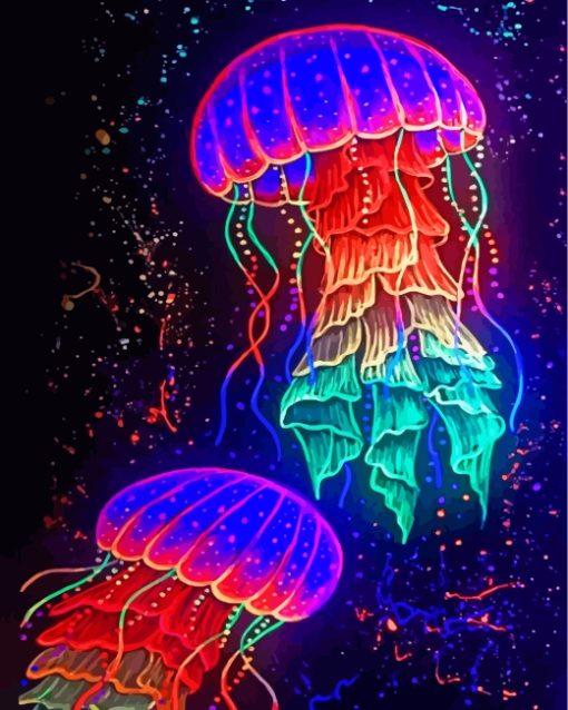 Neon Jellyfish paint by numbers
