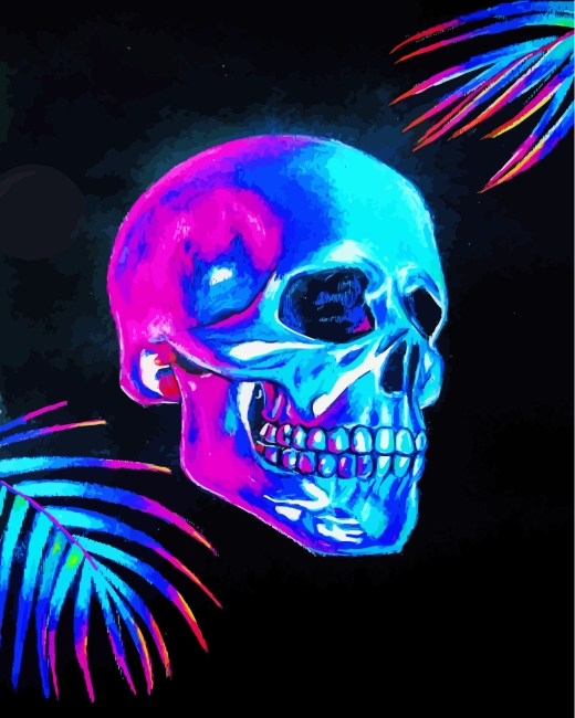 Neon Skull Head paint by numbers