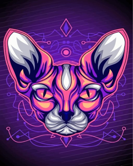 Neon Sphynx Cat paint by numbers
