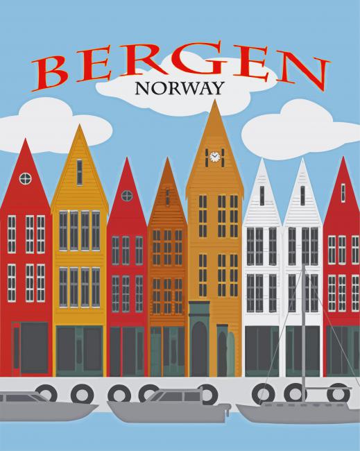 Norway Bergen Poster paint by number