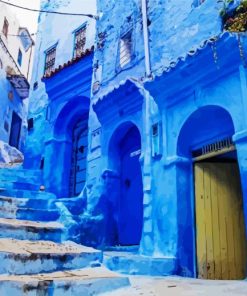 Old Blue Houses Chefchaouen paint by number