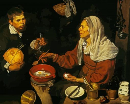 Old Woman Frying Eggs Velazquez paint by number