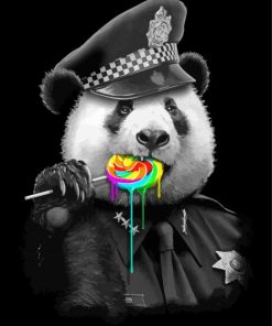 Panda Eating Lollipop paint by numbers