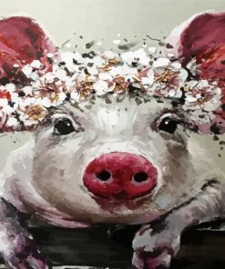 Pig With Flowers paint by number