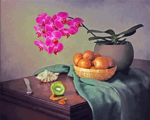Pink Orchids Still Life paint by numbers