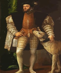 Portrait Of Charles V With A Dog By Tiziano paint by numbers