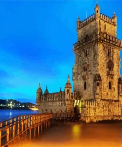 Portugal Belem Tower At Night paint by number