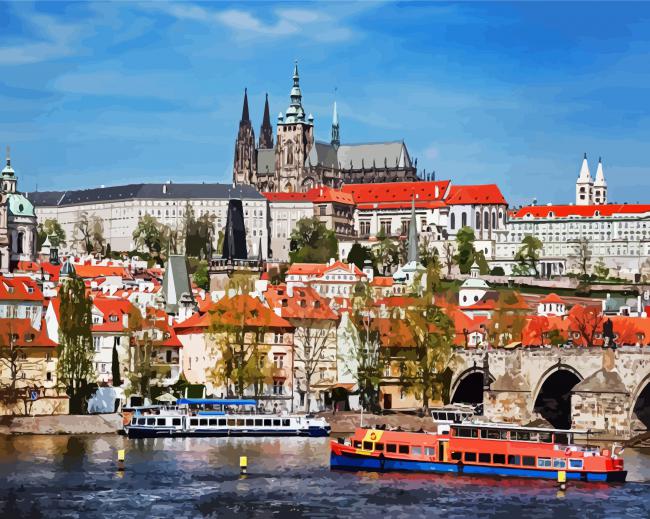 Prague Castle Czech paint by number