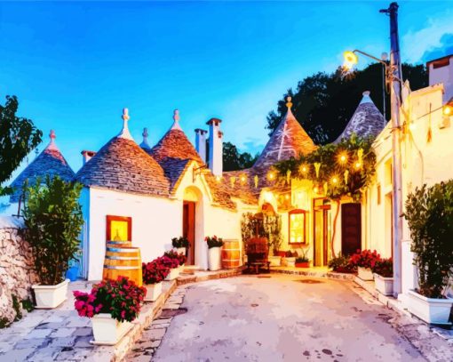Puglia Trulli Houses paint by number