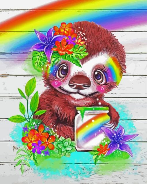 Rainbow Sloth paint by numbers