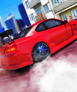 Red Car Drift paint by number