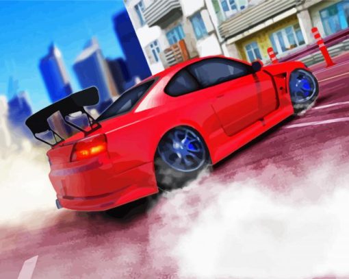 Red Car Drift paint by number