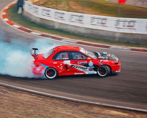Red Car Drifting paint by number