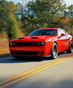 Red Dodge Challenger Hellcat paint by numbers