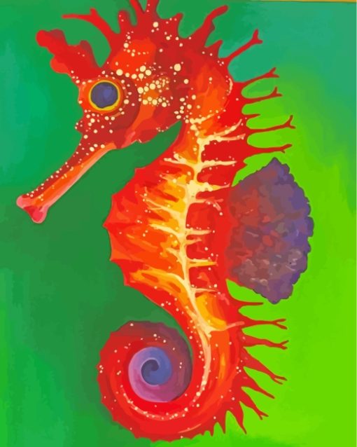Red Seahorse Art paint by numbers