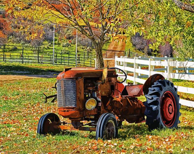 Rusty Tractor Paint By Numbers - PBN Canvas
