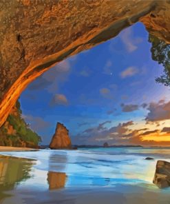 Sea Cave At Sunset paint by numbers